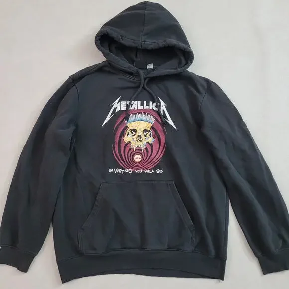 H&M Metallica In Vertigo You Will Be Hoodie Mens M Black Fleece Sweatshirt - Picture 1 of 10